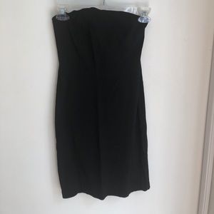 Black strapless little black dress